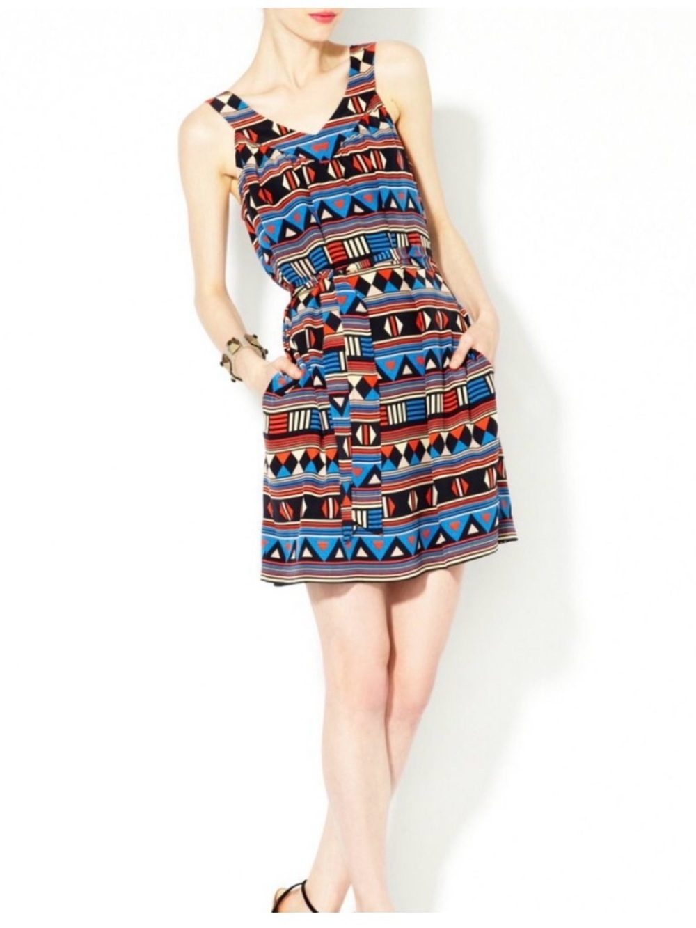 EUC Marc by Marc Jacobs 100% Silk Geometric Print Belted Dress – Size S